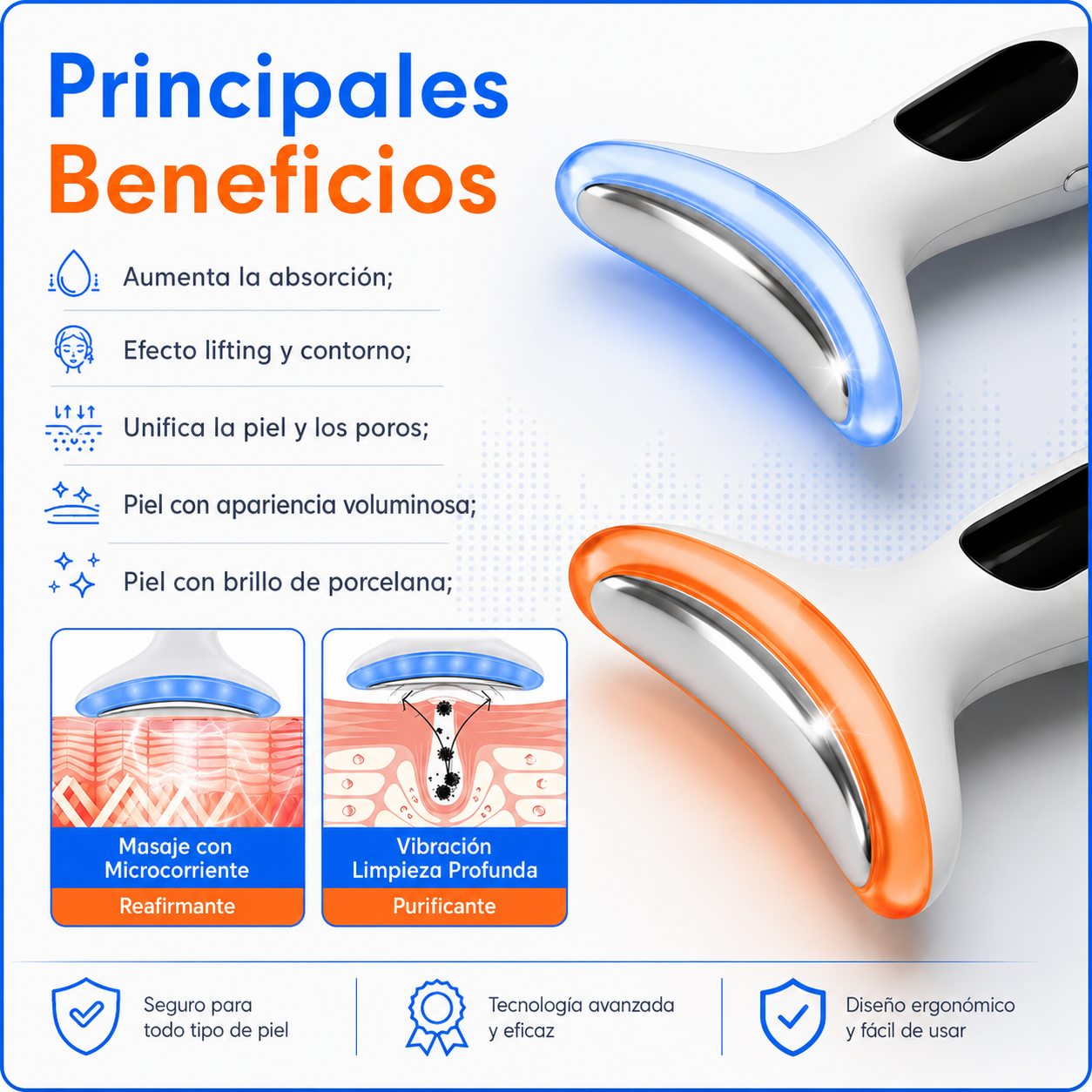 Tecnología de tratamiento cutáneo Glow Therapy: 7 colores LED