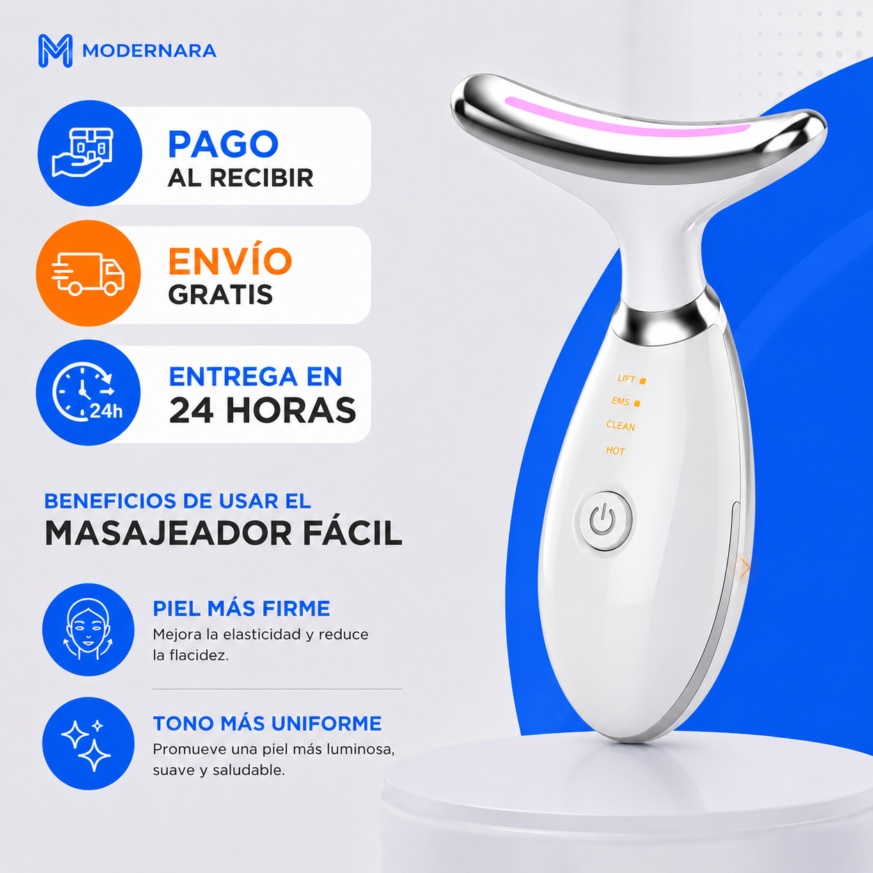 Tecnología de tratamiento cutáneo Glow Therapy: 7 colores LED