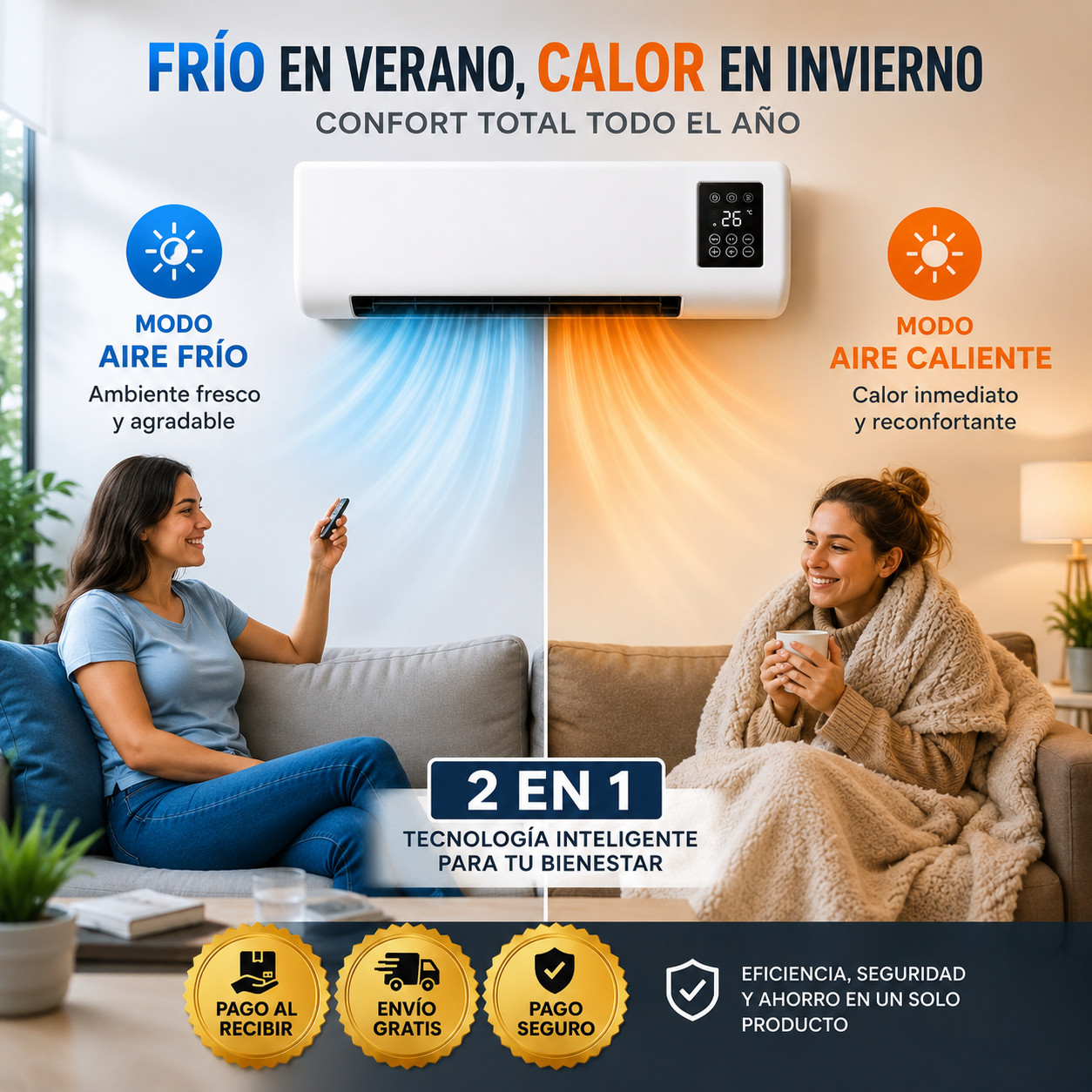 ❄️MINI AIRE ACONDICIONADO 2 EN 1: Calienta en inverno y refresca en verano🚚¡Envío Gratis en 24H!🔥